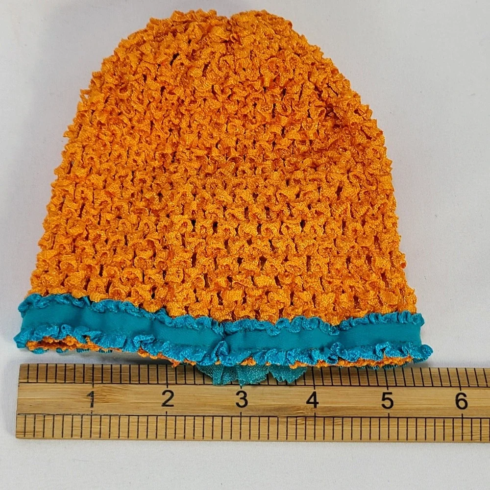 Miami Dolphins Baby Beanie Hat Orange Teal Crochet Flower Infant NFL Fan Gear